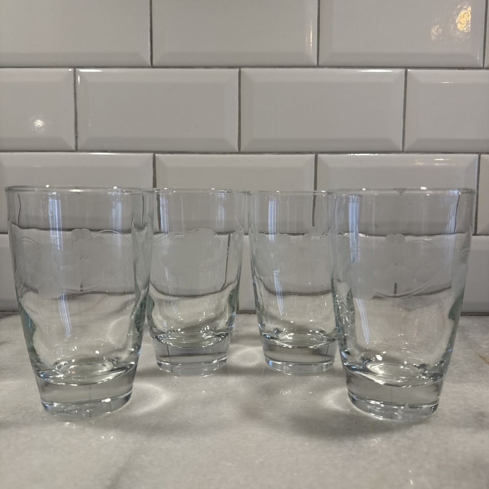 Set of4 Vintage 1950s Libbey Crystal Garland 14ozCooler Safedge Glasses5in GW995